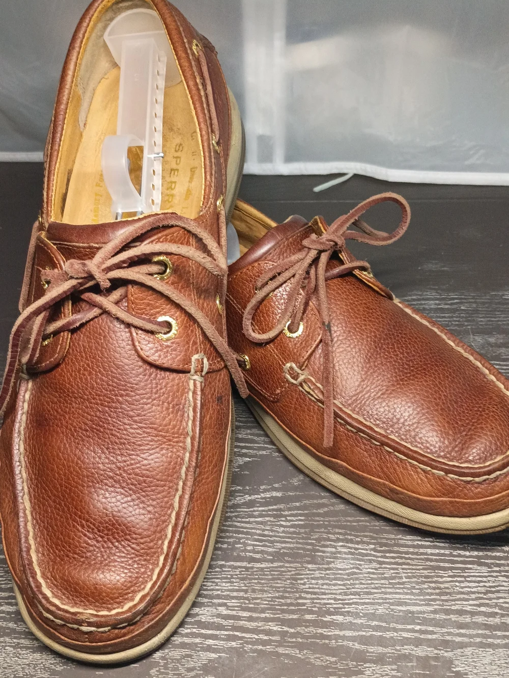 Sperry GOLD CUP Men's 10.5 Brown Leather Moc Toe Boat Shoes. Nicely Broken In!!